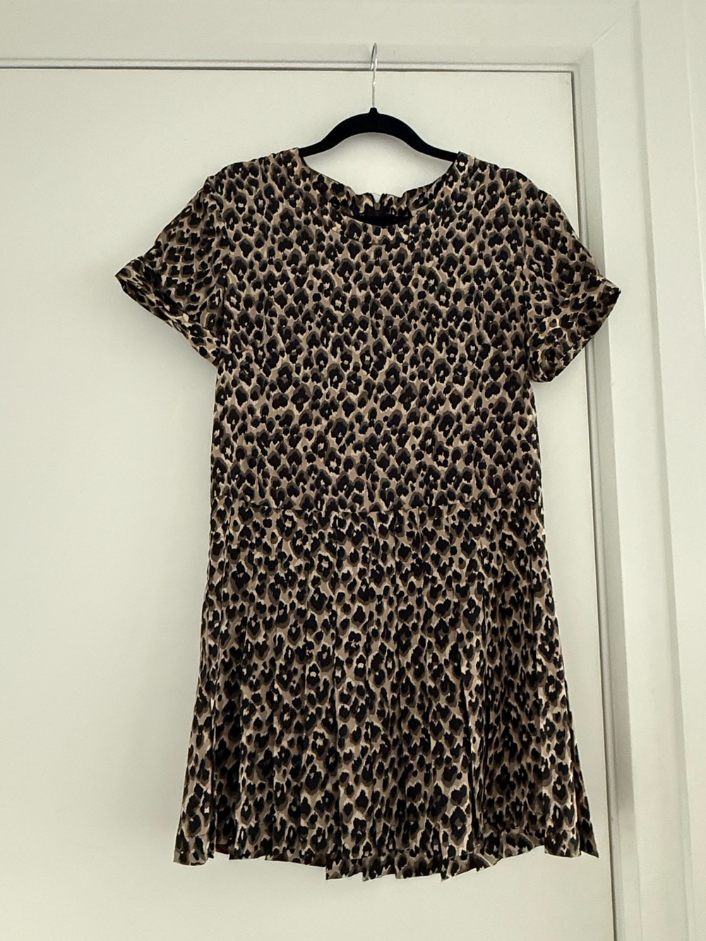 Sea Leopard Print Mini Dress in Brown and Black
